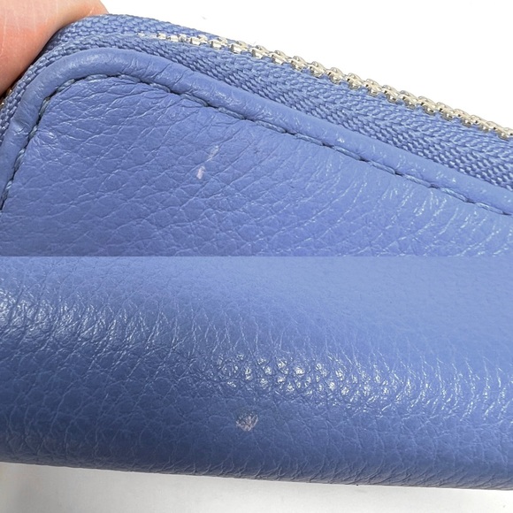 Michael Kors Jet Set Blue Pebbled Leather Zip Around Phone Wristlet Wallet - Picture 8 of 10